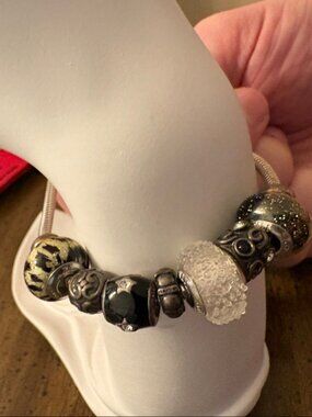 925 Sterling Silver Snake Chain Charm Bracelet 26.3g 7in
